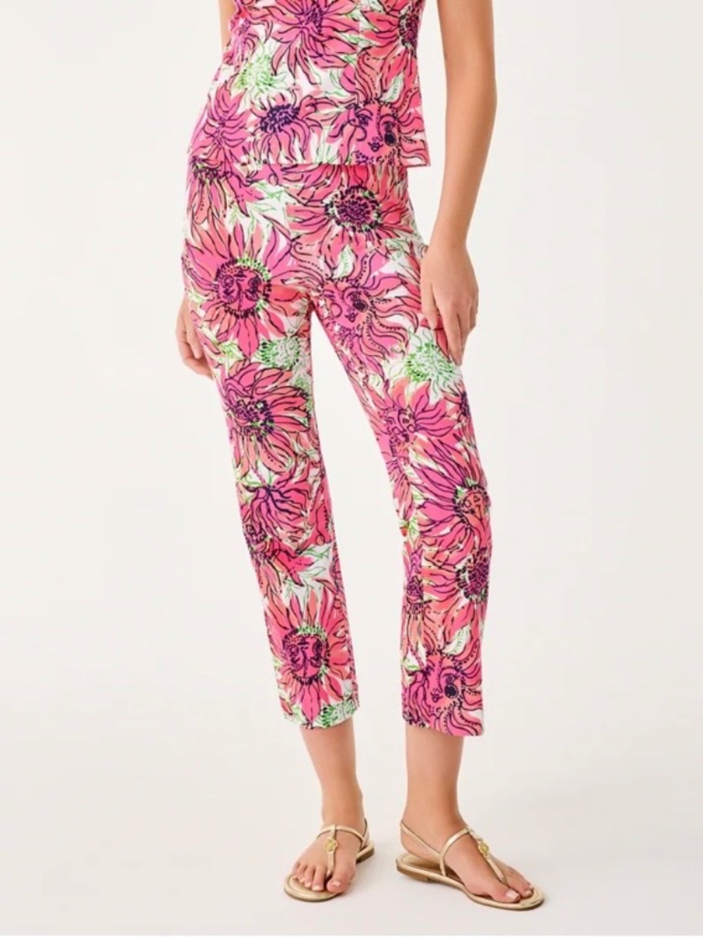 Lilly Pulitzer 27" Michelle High Rise Crop Pant. 16 in Coconut Shine Bright -New